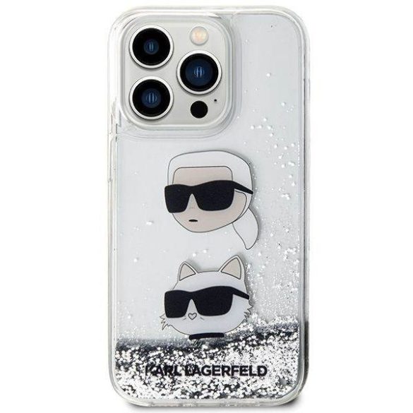 Eredeti előlap KARL LAGERFELD KLHCP14LLDHKCNS iPhone 14 Pro (Liquid Glitter KC / fehér) tok