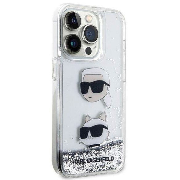 Eredeti előlap KARL LAGERFELD KLHCP14LLDHKCNS iPhone 14 Pro (Liquid Glitter KC / fehér) tok