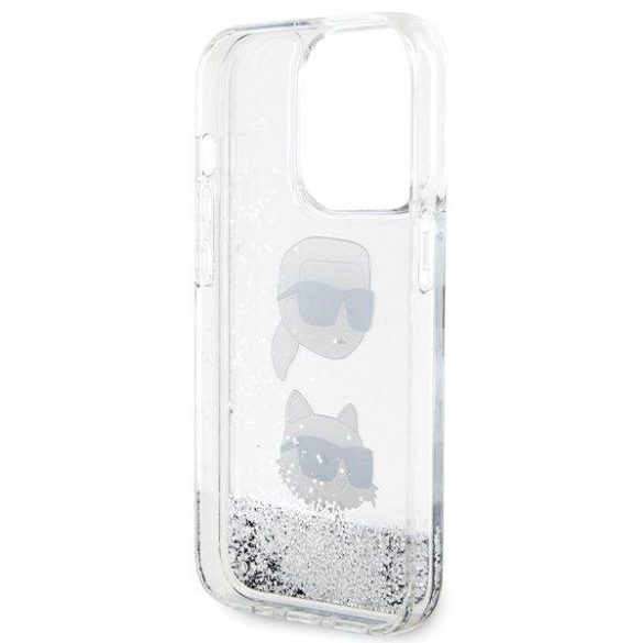 Eredeti előlap KARL LAGERFELD KLHCP14LLDHKCNS iPhone 14 Pro (Liquid Glitter KC / fehér) tok