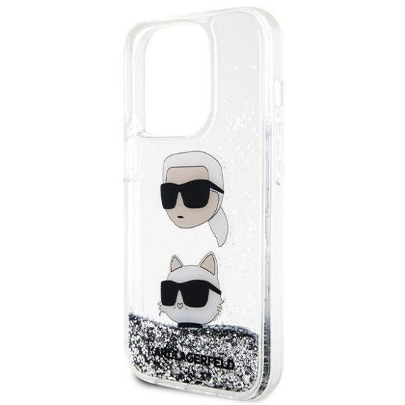 Eredeti előlap KARL LAGERFELD KLHCP14LLDHKCNS iPhone 14 Pro (Liquid Glitter KC / fehér) tok