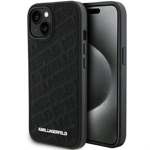 Eredeti előlap KARL LAGERFELD KLHCP15SPQKPMK iPhone 15 (steppelt minta / fekete) tok