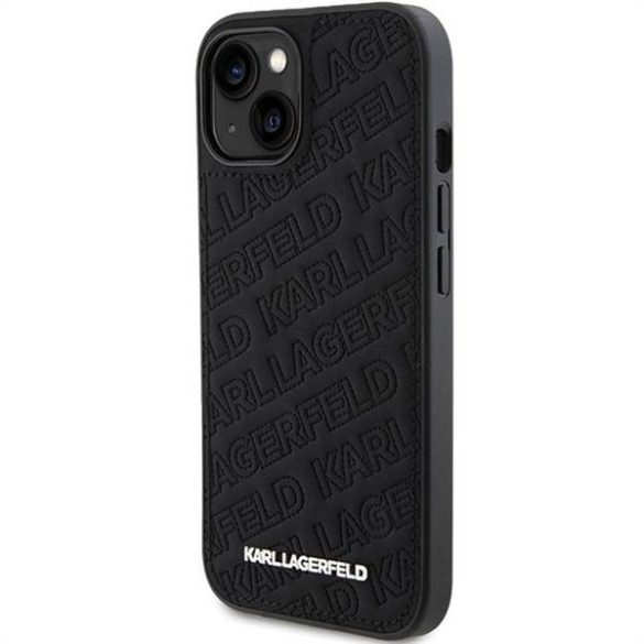 Eredeti előlap KARL LAGERFELD KLHCP15SPQKPMK iPhone 15 (steppelt minta / fekete) tok