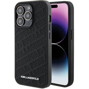 Eredeti előlap KARL LAGERFELD KLHCP15XPQKPMK iPhone 15 Pro Max (steppelt minta / fekete) tok