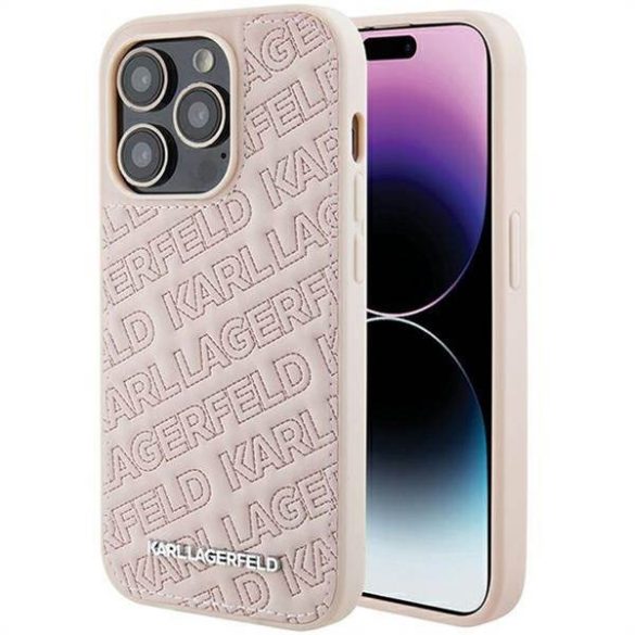 Eredeti előlap KARL LAGERFELD KLHCP15XPQKPMP iPhone 15 Pro Max (steppelt minta / rózsaszín) tok