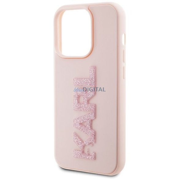 Eredeti előlap KARL LAGERFELD KLHCP15L3DMBKCP iPhone 15 PRO (3D Logo Glitter / rózsaszín) tok