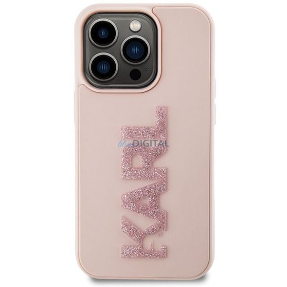 Eredeti előlap KARL LAGERFELD KLHCP15X3DMBKCP iPhone 15 PRO MAX (3D Logo Glitter / rózsaszín) tok