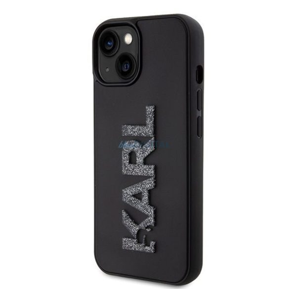 Eredeti előlap KARL LAGERFELD KLHCP15S3DMBKCK iPhone 15 (3D Logo Glitter / fekete) tok