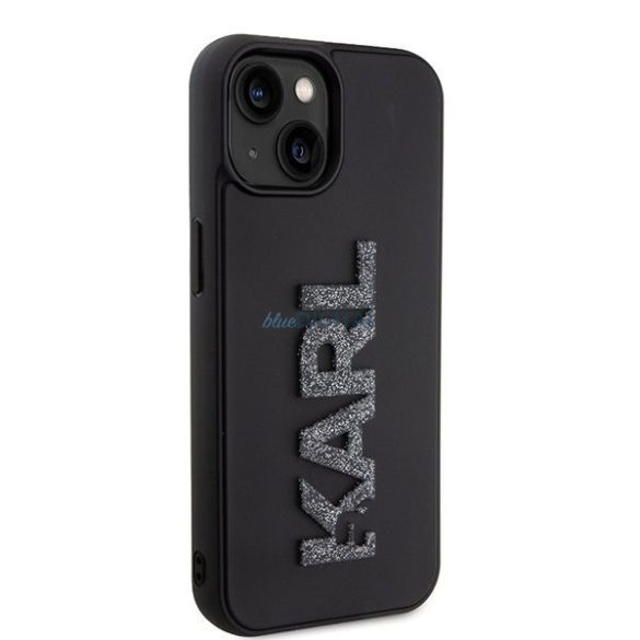 Eredeti előlap KARL LAGERFELD KLHCP15S3DMBKCK iPhone 15 (3D Logo Glitter / fekete) tok