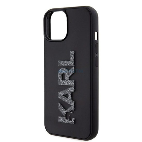 Eredeti előlap KARL LAGERFELD KLHCP15S3DMBKCK iPhone 15 (3D Logo Glitter / fekete) tok