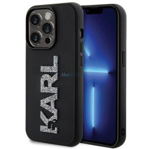 Eredeti előlap KARL LAGERFELD KLHCP15L3DMBKCK iPhone 15 PRO (3D Logo Glitter / fekete) tok