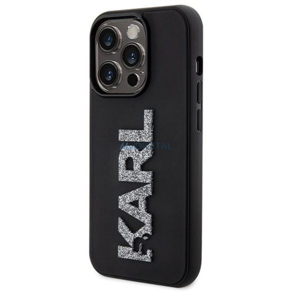 Eredeti előlap KARL LAGERFELD KLHCP15L3DMBKCK iPhone 15 PRO (3D Logo Glitter / fekete) tok