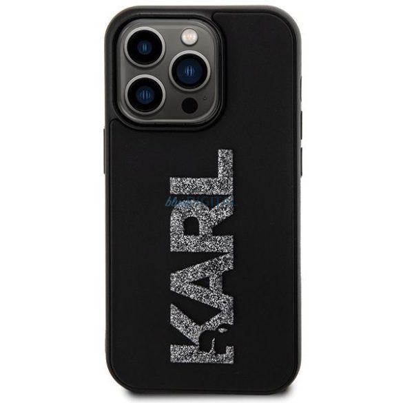 Eredeti előlap KARL LAGERFELD KLHCP15L3DMBKCK iPhone 15 PRO (3D Logo Glitter / fekete) tok