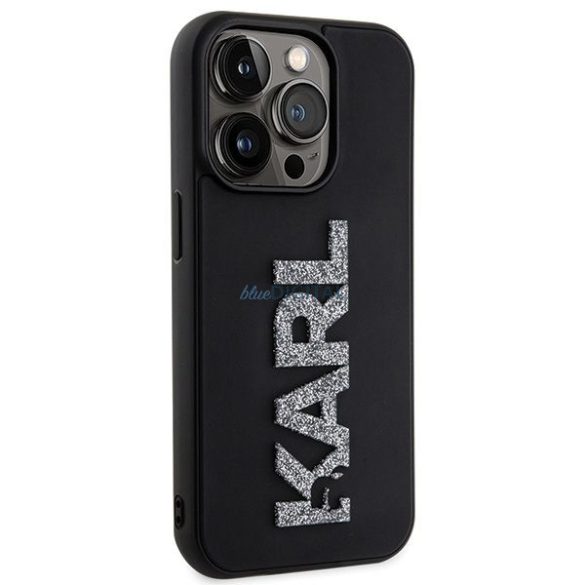 Eredeti előlap KARL LAGERFELD KLHCP15L3DMBKCK iPhone 15 PRO (3D Logo Glitter / fekete) tok