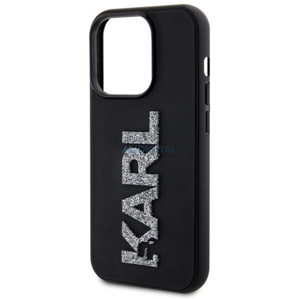 Eredeti előlap KARL LAGERFELD KLHCP15L3DMBKCK iPhone 15 PRO (3D Logo Glitter / fekete) tok