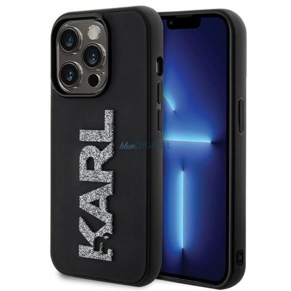 Eredeti előlap KARL LAGERFELD KLHCP15X3DMBKCK iPhone 15 PRO MAX(3D Logo Glitter / fekete) tok