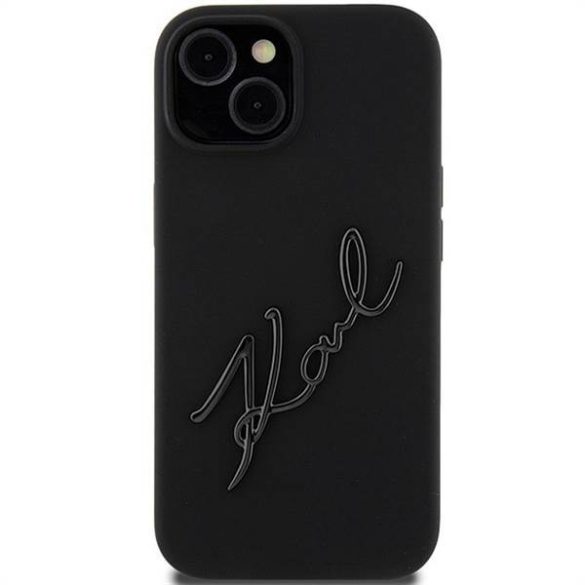 Eredeti előlap KARL LAGERFELD KLHCP15SSKSBMCK iPhone 15 (szilikon Karl Script Logo / fekete) tok