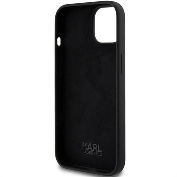 Eredeti előlap KARL LAGERFELD KLHCP15SSKSBMCK iPhone 15 (szilikon Karl Script Logo / fekete) tok