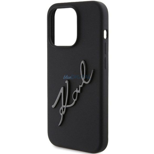 Eredeti előlap tok KARL LAGERFELD KLHCP15LSKSBMCK iPhone 15 Pro (szilikon Karl Script Logo / fekete)