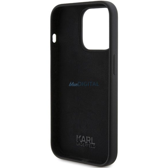 Eredeti előlap tok KARL LAGERFELD KLHCP15LSKSBMCK iPhone 15 Pro (szilikon Karl Script Logo / fekete)