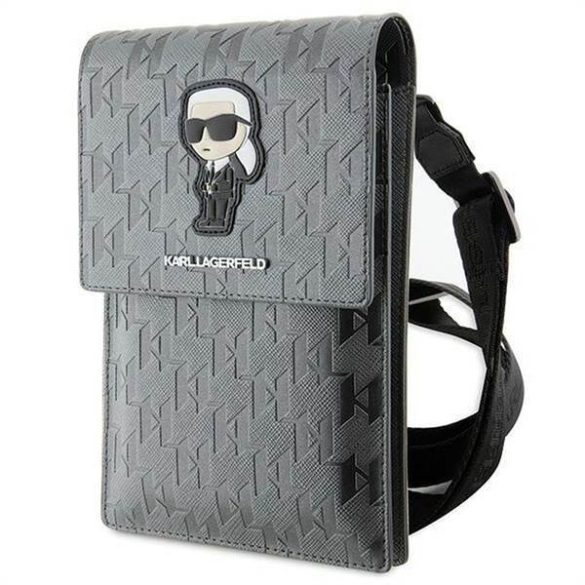 Univerzális táska mobil Karl Lagerfeld KLWBSAKHPKG (Saffiano Mono ikonikus / ezüst)