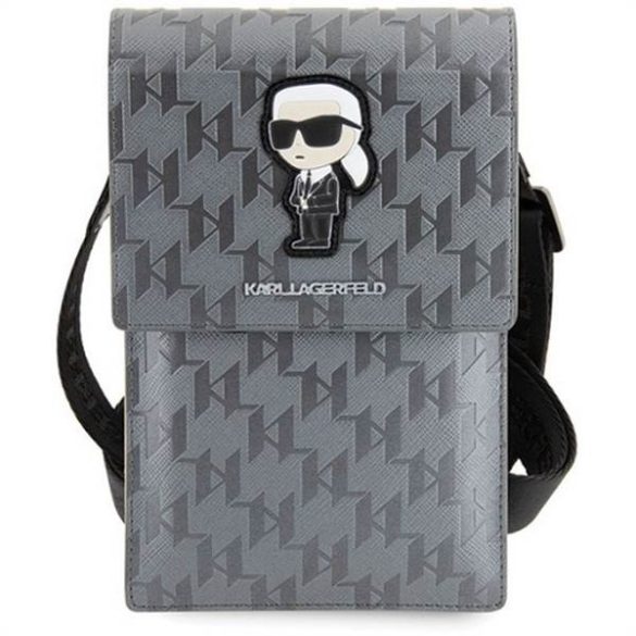 Univerzális táska mobil Karl Lagerfeld KLWBSAKHPKG (Saffiano Mono ikonikus / ezüst)