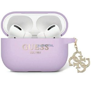 Guess GUAP2LECG4U Liquid Silicone Glitter Triangle Charm tok AirPods Pro 2 - lila