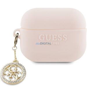 Guess GUAP23DSLGHDP 3D Rubber 4G Diamond Charm tok AirPods Pro 2 - rózsaszín