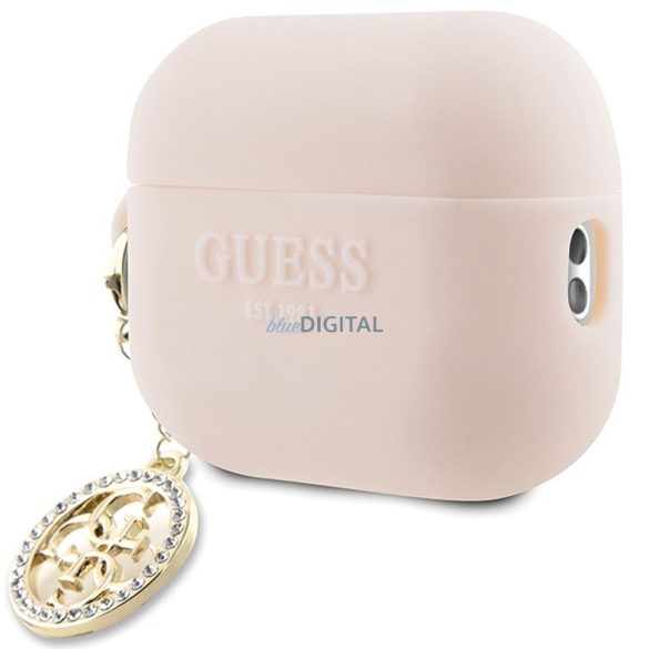 Guess GUAP23DSLGHDP 3D Rubber 4G Diamond Charm tok AirPods Pro 2 - rózsaszín