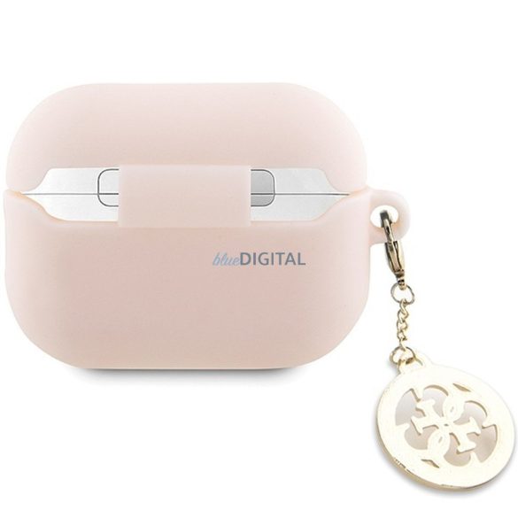 Guess GUAP23DSLGHDP 3D Rubber 4G Diamond Charm tok AirPods Pro 2 - rózsaszín