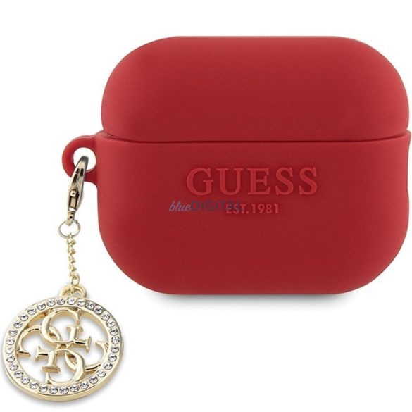 Guess GUAP23DSLGHDF 3D Rubber 4G Diamond Charm tok AirPods Pro 2 - piros