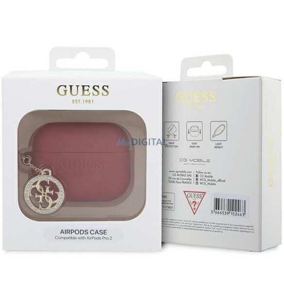 Guess GUAP23DSLGHDF 3D Rubber 4G Diamond Charm tok AirPods Pro 2 - piros