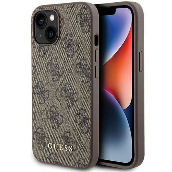 Eredeti előlap GUESS GUHCP15SG4GFBR iPhone 15 (4G Metal Logo / barna) tok