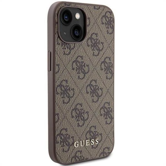 Eredeti előlap GUESS GUHCP15SG4GFBR iPhone 15 (4G Metal Logo / barna) tok