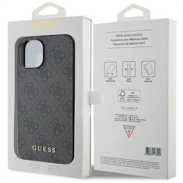 Eredeti előlap GUESS GUHCP15MG4GFGR iPhone 15 PLUS (4G Metal Logo / szürke) tok