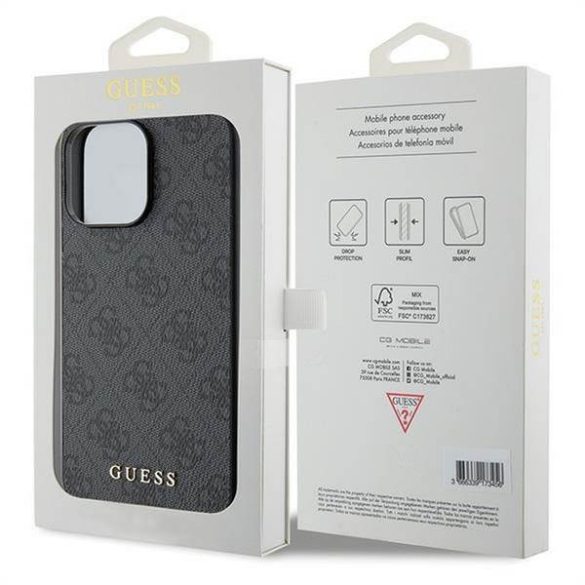 Eredeti előlap GUESS GUHCP15LG4GFGR iPhone 15 PRO (4G Metal Logo / szürke) tok