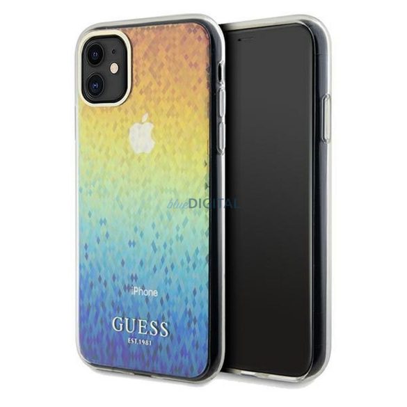 Eredeti előlap GUESS GUHCN61HDECMI iPhone 11 (IML Faceted Mirror / diszkó irizáló) tok