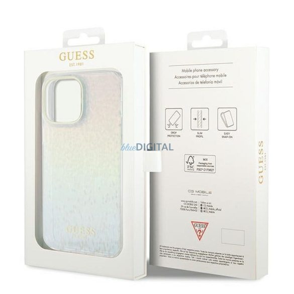 Eredeti előlap GUESS GUHCP13LHDECMI iPhone 13 Pro (IML Faceted Mirror / diszkó irizáló) tok