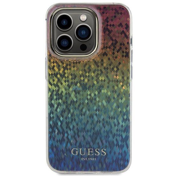 Eredeti előlap GUESS GUHCP14LHDECMI iPhone 14 Pro (IML Faceted Mirror / diszkó irizáló) tok