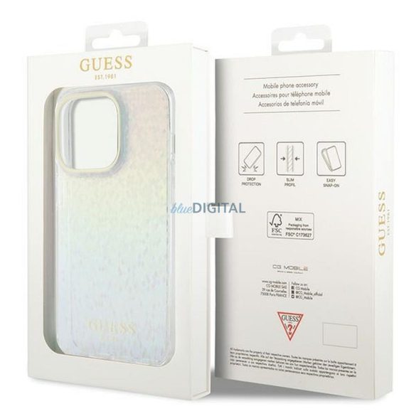 Eredeti előlap GUESS GUHCP14LHDECMI iPhone 14 Pro (IML Faceted Mirror / diszkó irizáló) tok