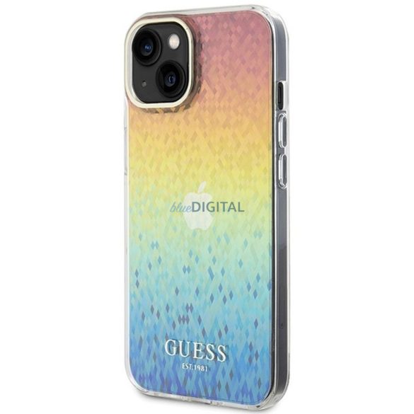 Eredeti előlap GUESS GUHCP15SHDECMI iPhone 15 (IML Faceted Mirror / diszkó irizáló) tok