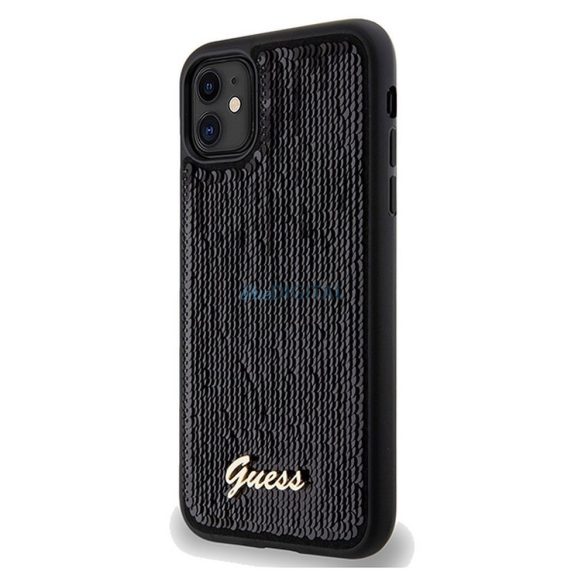 Eredeti előlap GUESS GUHCN61PSFDGSK iPhone 11 (Sequin Script Metal / fekete) tok