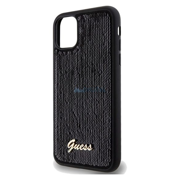 Eredeti előlap GUESS GUHCN61PSFDGSK iPhone 11 (Sequin Script Metal / fekete) tok