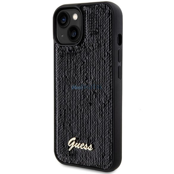 Eredeti előlap GUESS GUHCP14SPSFDGSK iPhone 14 (Sequin Script Metal / fekete) tok