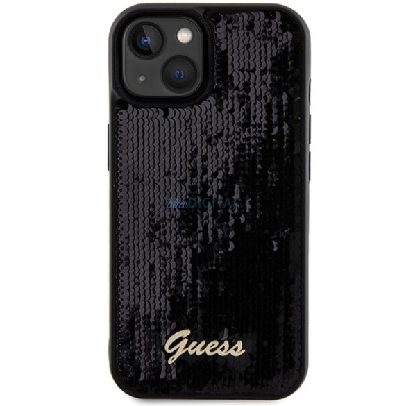 Eredeti előlap GUESS GUHCP14SPSFDGSK iPhone 14 (Sequin Script Metal / fekete) tok