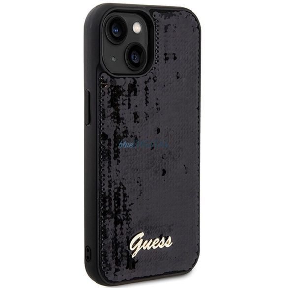 Eredeti előlap GUESS GUHCP14SPSFDGSK iPhone 14 (Sequin Script Metal / fekete) tok