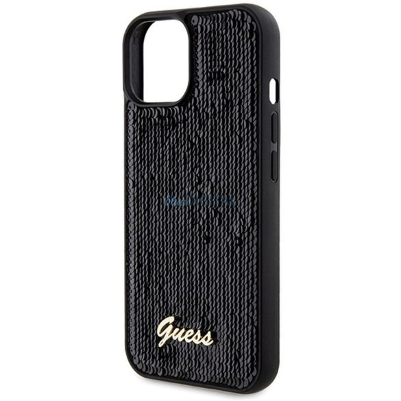 Eredeti előlap GUESS GUHCP14SPSFDGSK iPhone 14 (Sequin Script Metal / fekete) tok