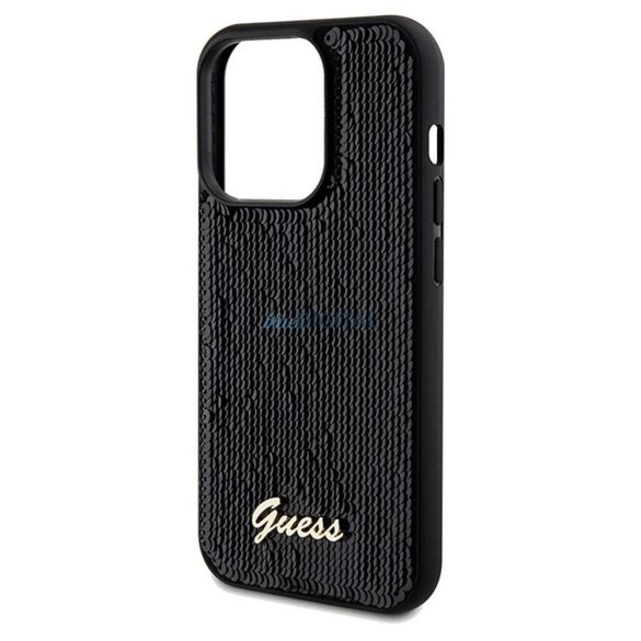 Eredeti előlap GUESS GUHCP14XPSFDGSK iPhone 14 Pro Max (Sequin Script Metal / fekete) tok