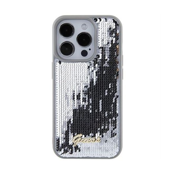 Guess GUHCP15LPSFDGSS Sequin Script Metal tok iPhone 15 Pro - ezüst