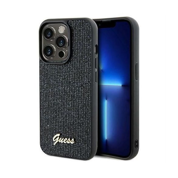 Guess GUHCP14LPMSDGSK Disco Metal Script tok iPhone 14 Pro - fekete