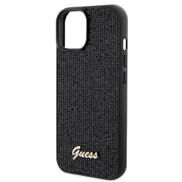 Eredeti előlap GUESS GUHCP15SPMSDGSK iPhone 15 (Disco Script Metal / fekete) tok